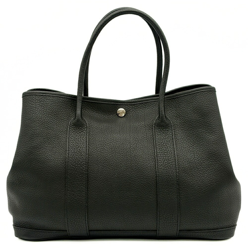 Hermes Garden PM Tote Bag, Togo Leather, Black Calfskin, □L Stamp